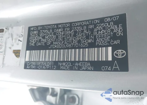 2008 Toyota Prius из США, поврежденный, VIN JTDKB20U987701625